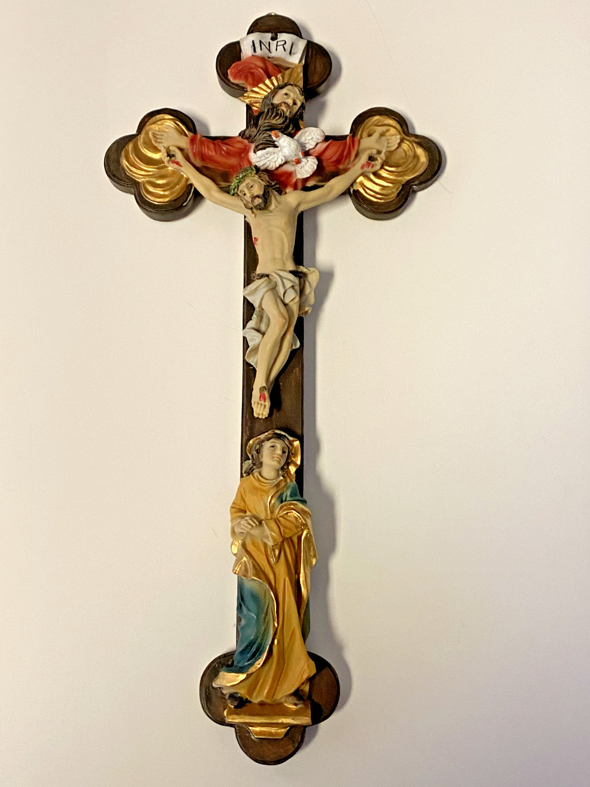Holy Trinity + Blessed Mary   13" Crucifix ,  New  #AB-127 - Journeys of Faith