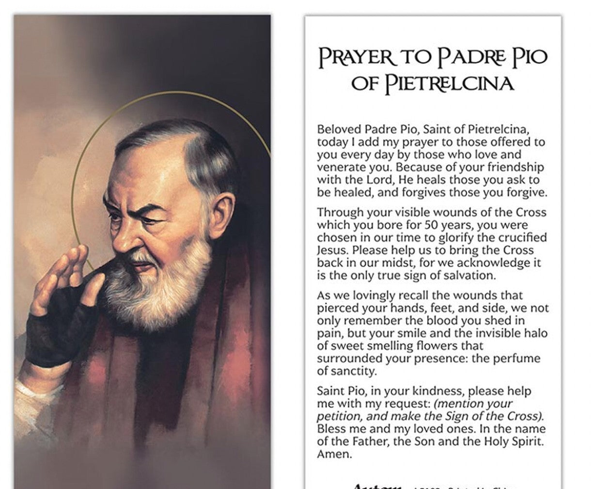 Padre Pio Prayer Card + Medal & 20" Chain, New #AB-087 - Journeys of Faith