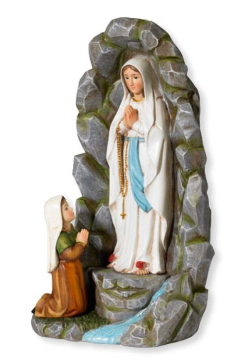 Our Lady of Lourdes in Grotto with Saint Bernadette  8" Statue, New #AB-201 - Journeys of Faith