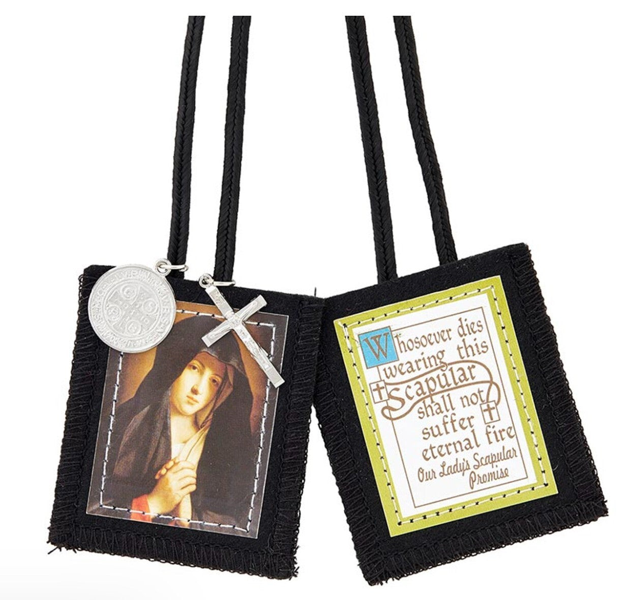 Seven Sorrow of Mary Brown Scapular with 2 charms, New #MD-043 - Journeys of Faith