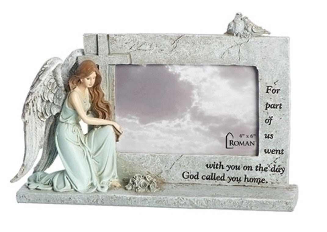Memorial Kneeling Angel Photo(4"x6") 7" Frame, New #RM-039 - Journeys of Faith