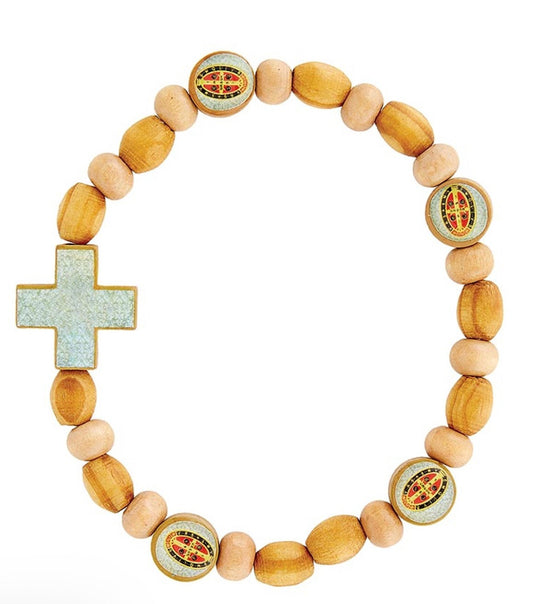 Saint Benedict Wood Bead Bracelet, New #Gftshp-44 - Journeys of Faith