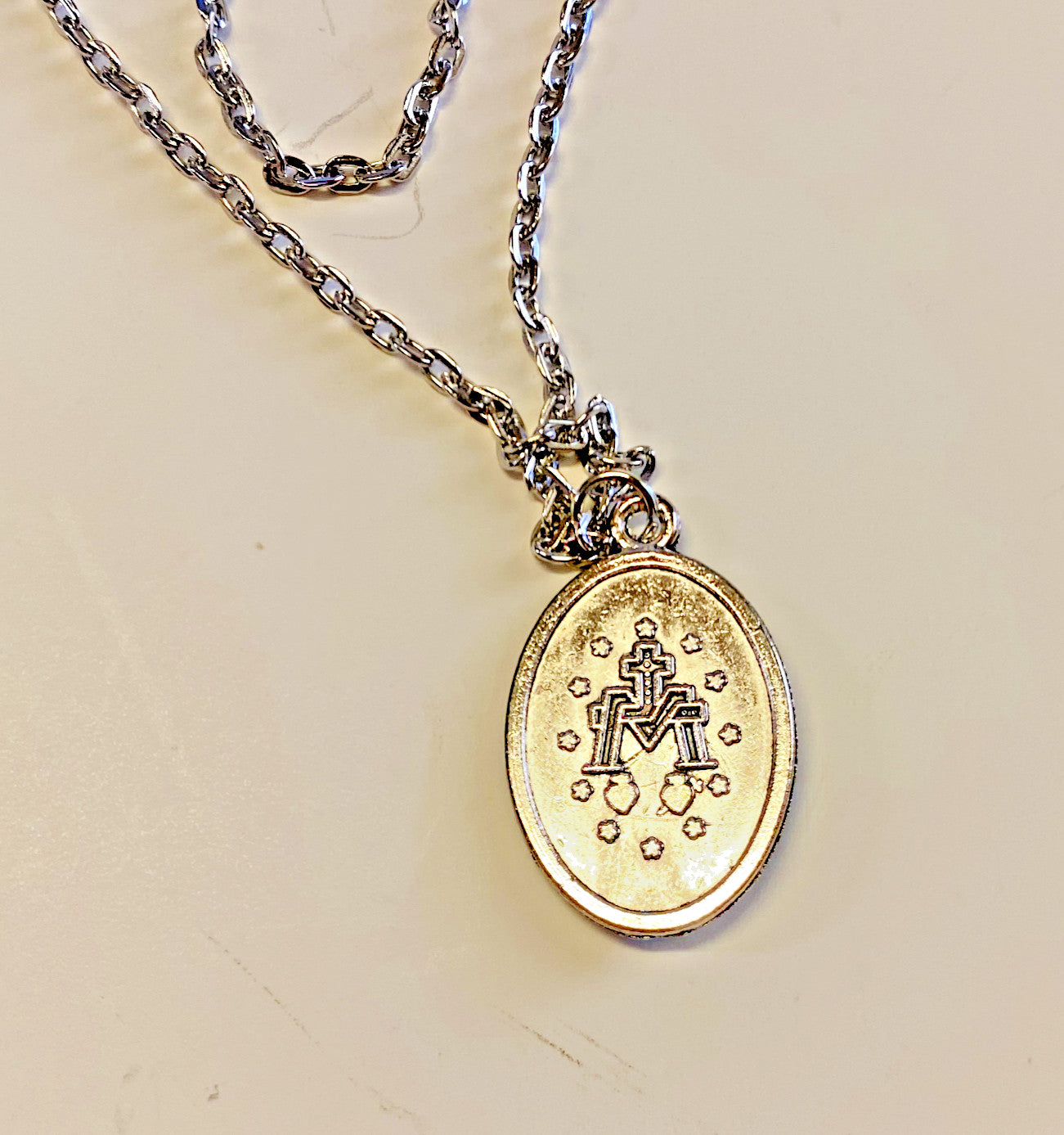 MIraculous Medal Pendant Necklace & Prayer Card, New #AB-281-R2 - Journeys of Faith