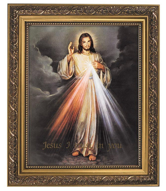 Divine Mercy Image on Gold Tone Embossed Frame, New #AB-260-R2 - Journeys of Faith