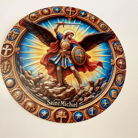Saint Michael The Archangel  Aluminum 8" Round Image, New #ALM-011-R2 - Journeys of Faith