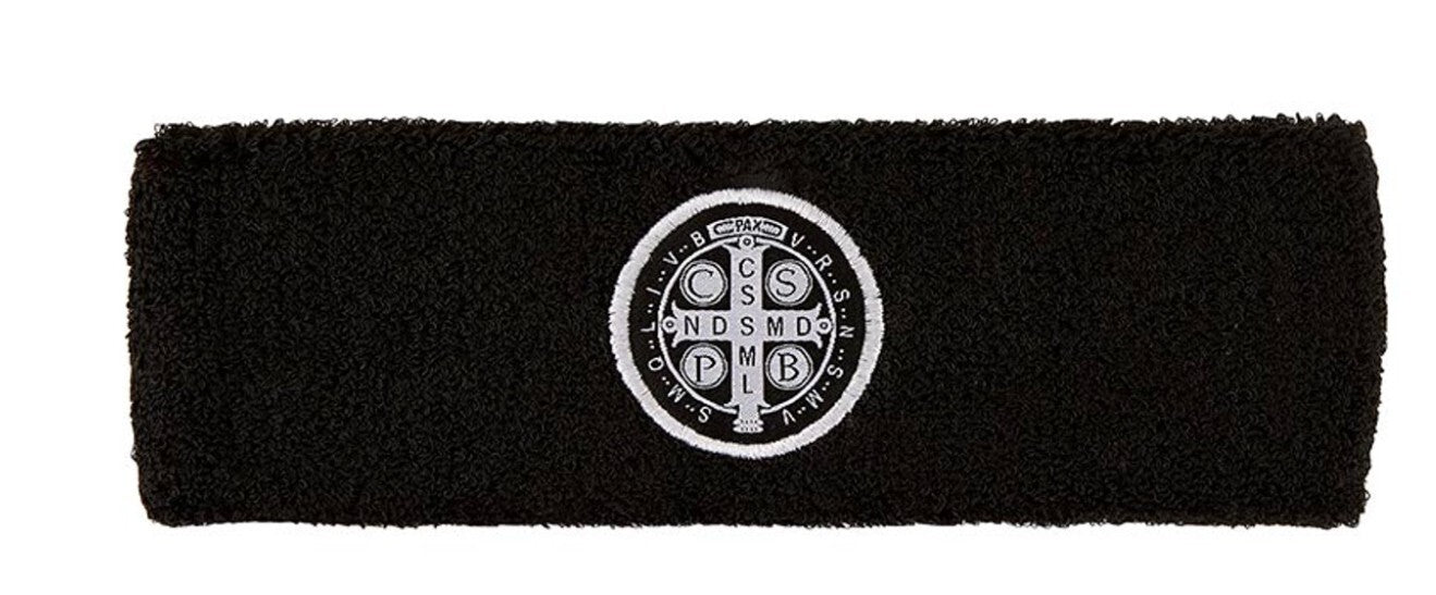 Saint Benedict Black Sports Headband, New #AB-22 - Journeys of Faith