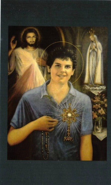 St Carlo Acutis (Apostle of the Eucharist), Official Prayer Card, New # PC-113 - Journeys of Faith