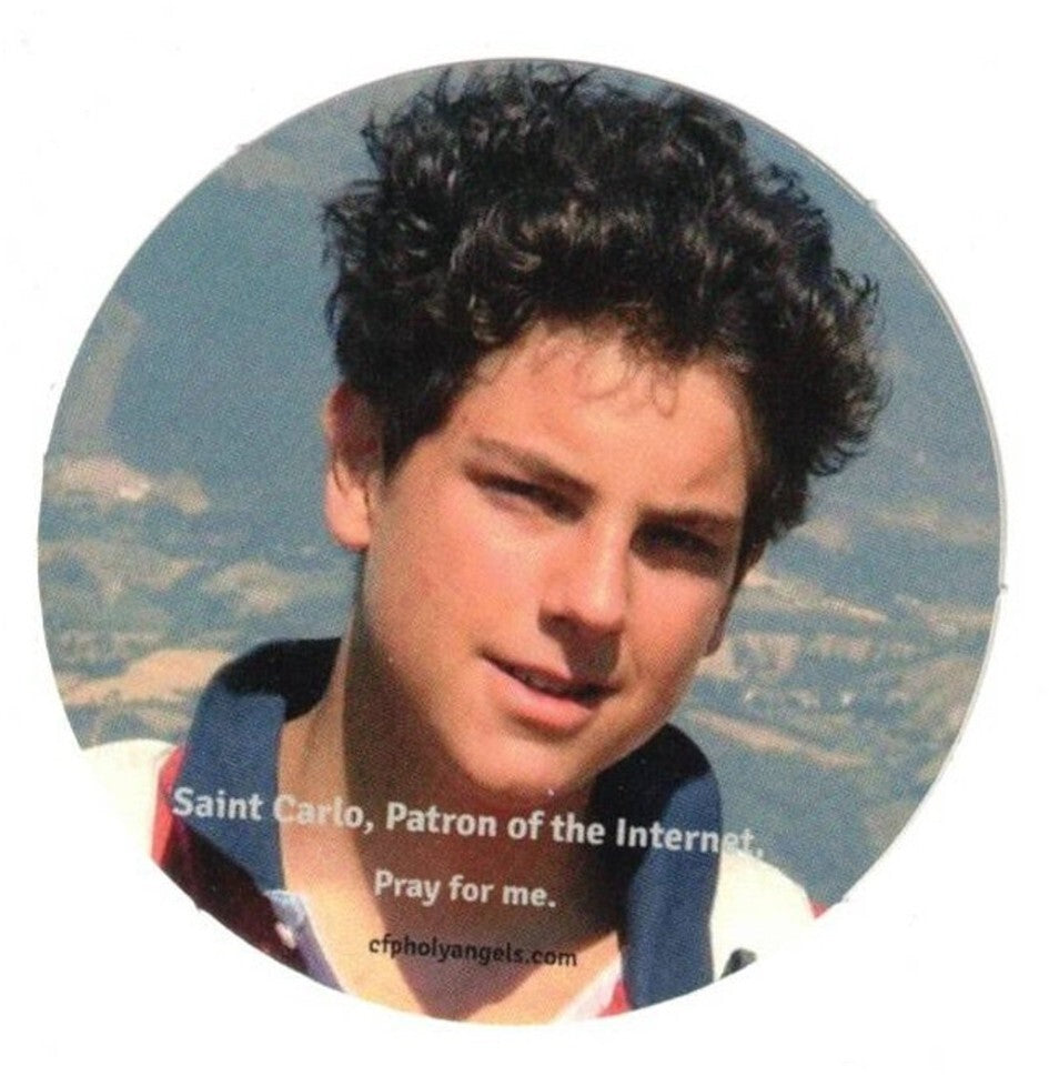 Blessed Carlo Acutis,(Apostle of the Eucharist) Round Sticker,  New #PC-100 - Journeys of Faith