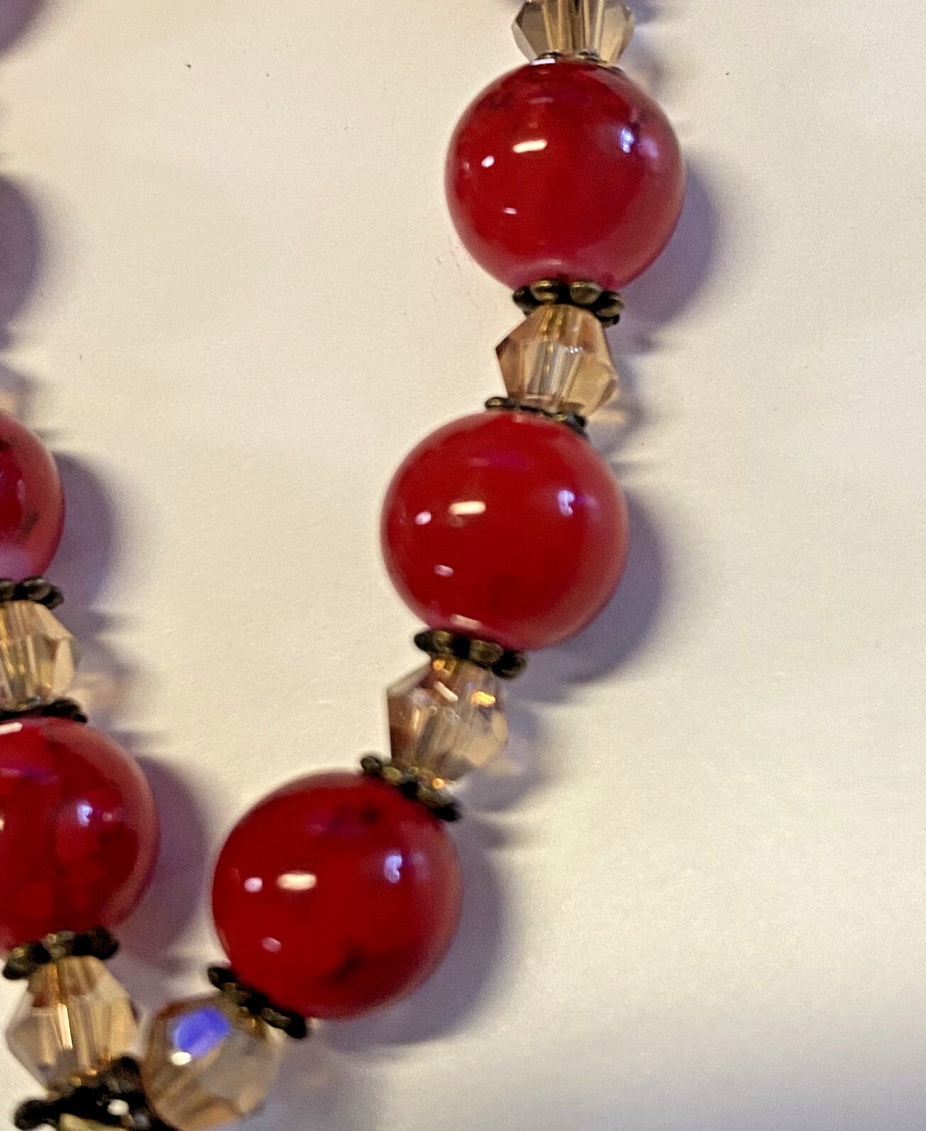 Red Marbled 1 Decade Rosary,  New, #AB-350-R2 - Journeys of Faith