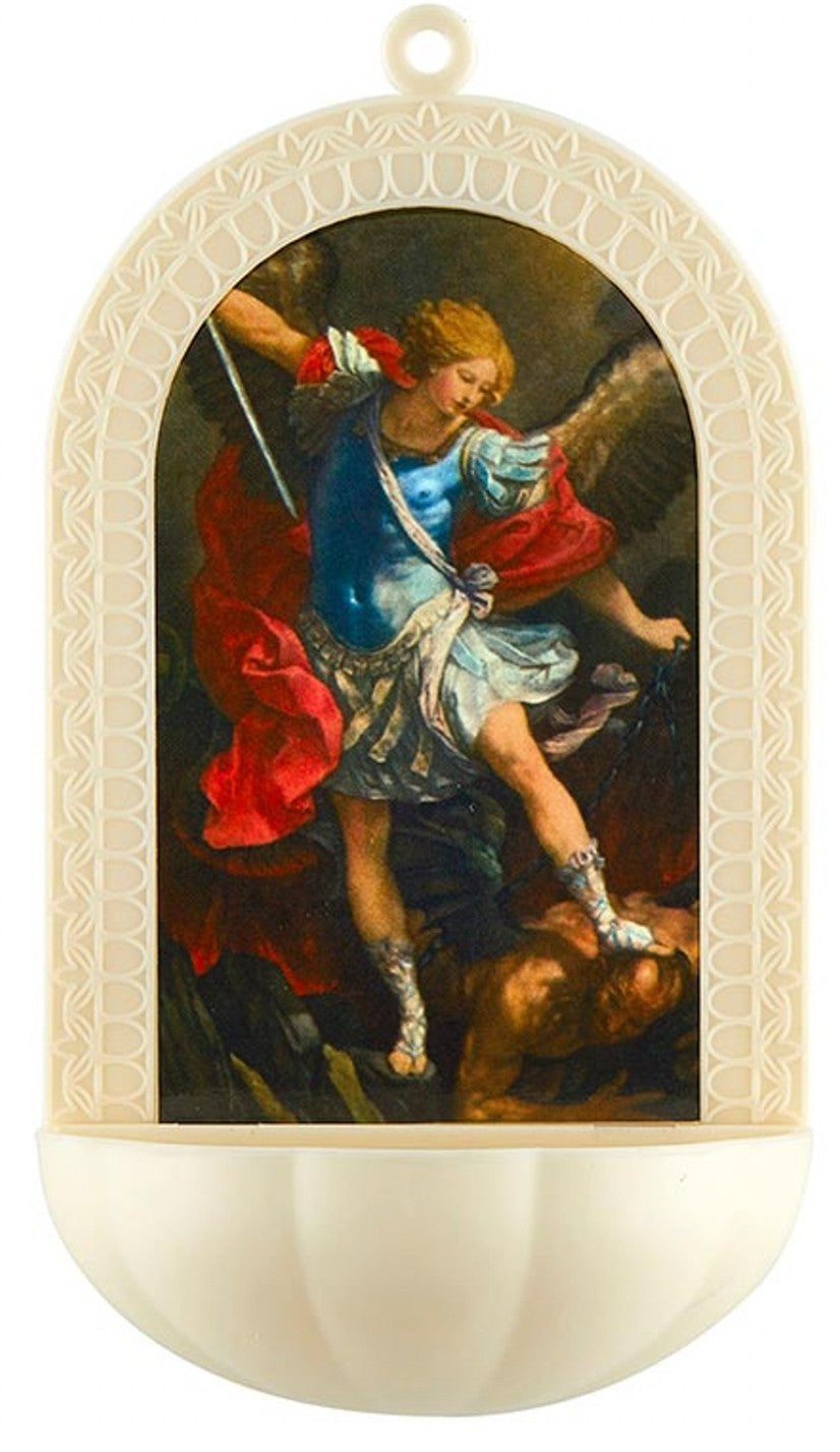 Saint Michael the Archangel  5.25" Holy Water Font, New #AB-337-R2 - Journeys of Faith