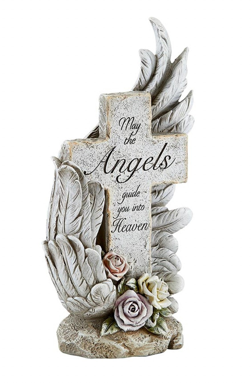 Cross Wrapped in  Angel's Wing  10" Figurine, New #AB-365-R2 - Journeys of Faith