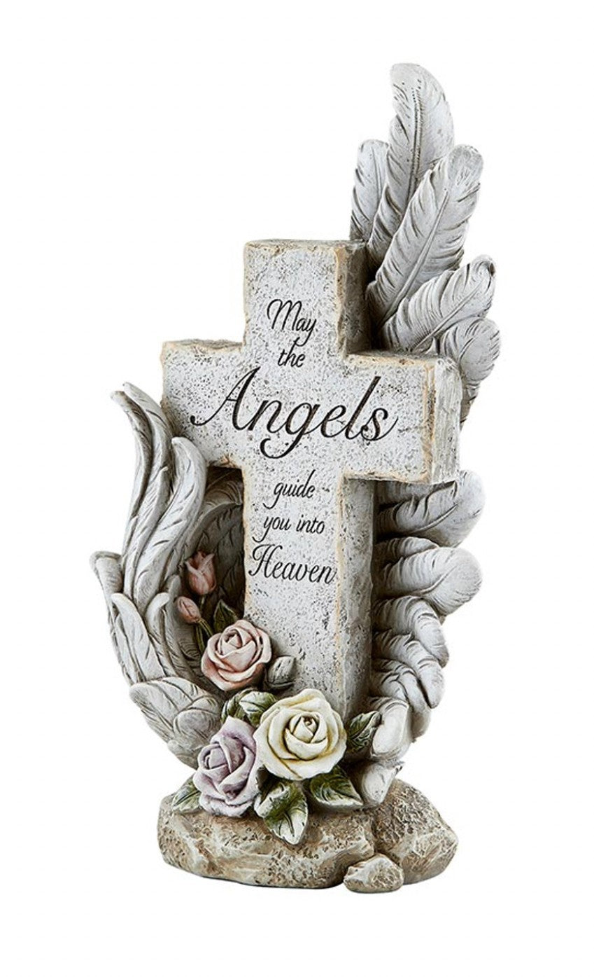 Cross Wrapped in  Angel's Wing  10" Figurine, New #AB-365-R2 - Journeys of Faith