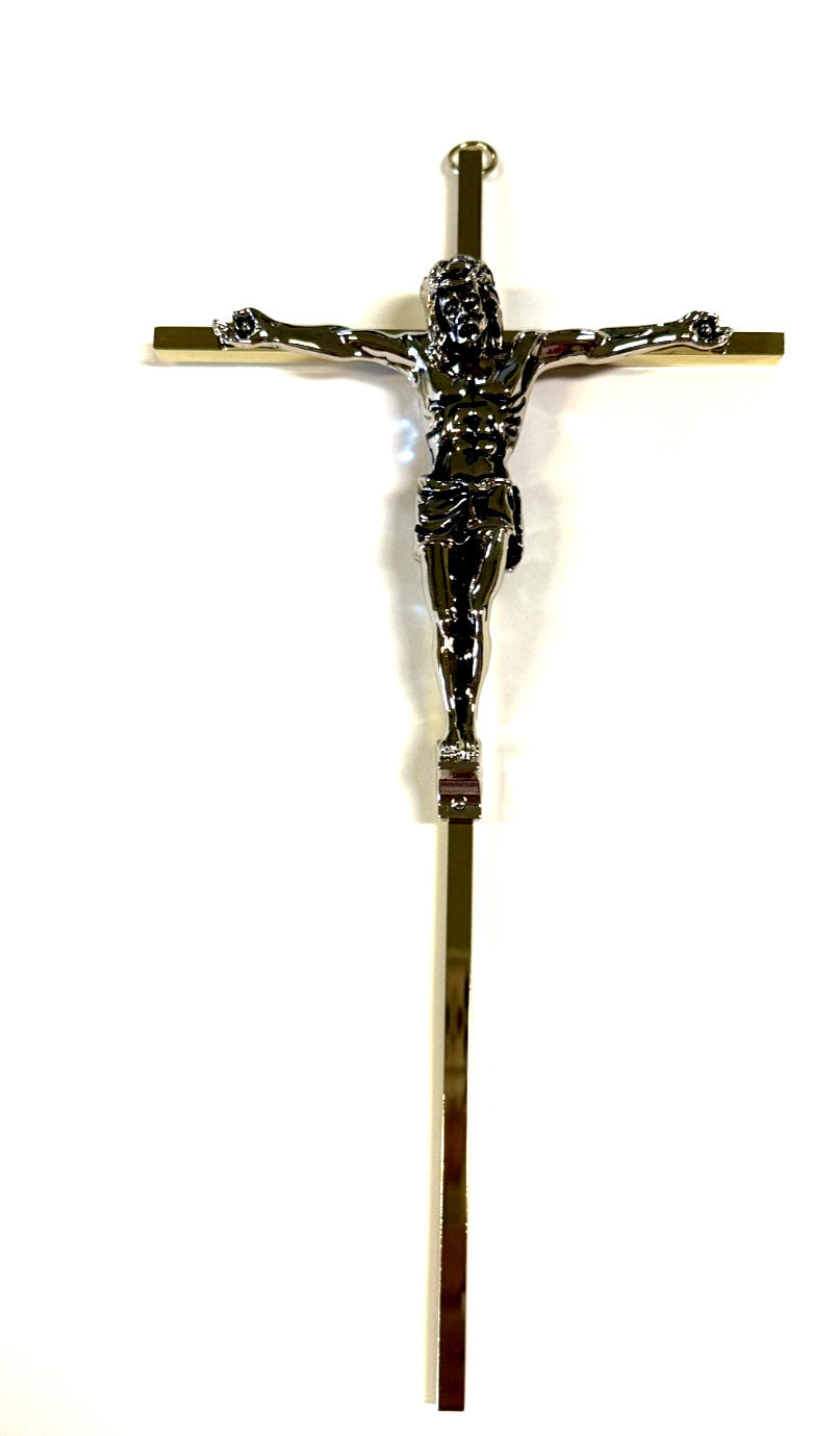 10" Gold Plated & Pewter Silver Corpus  Wall Crucifix, New #AB-341-R2 - Journeys of Faith