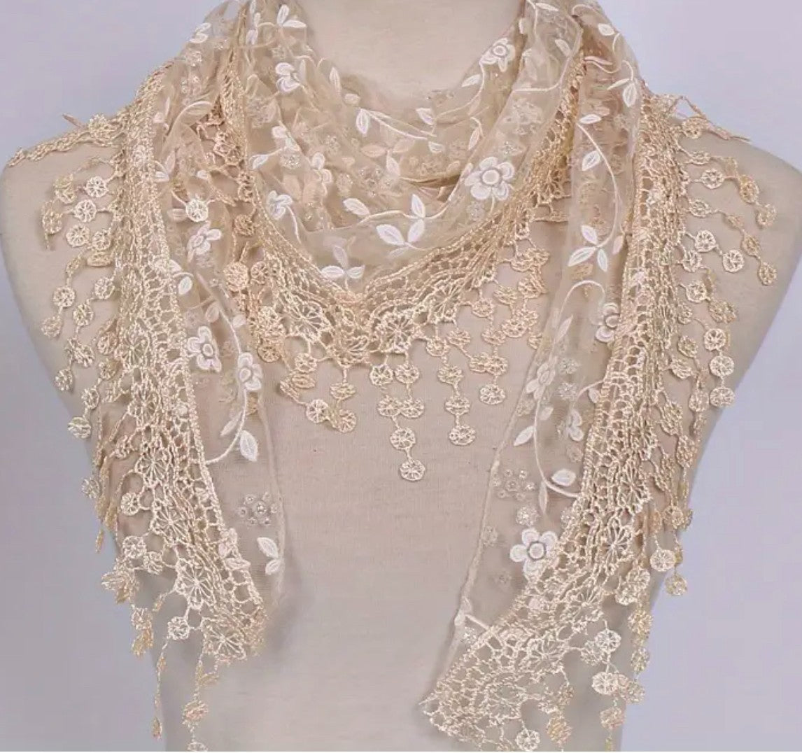 Women's  Beige Lace Church Veil, New #AB-425-R2 - Journeys of Faith