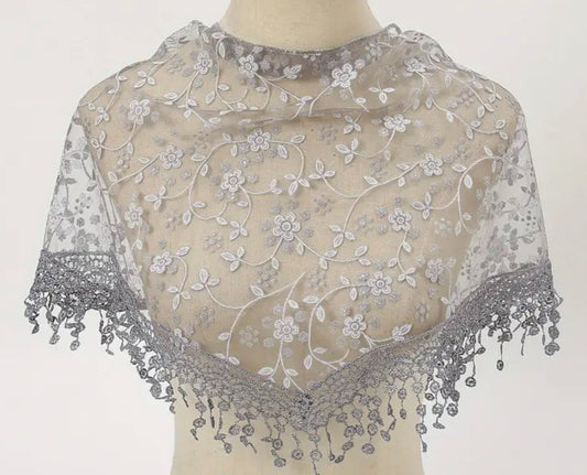 Women's  Dark Gray Lace Church Veil, New #AB-426-R2 - Journeys of Faith