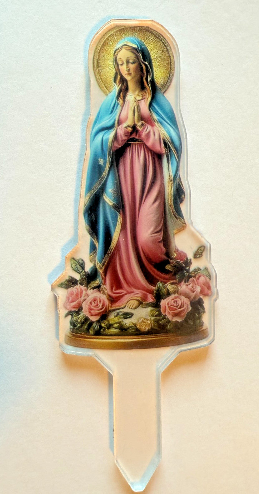 Blessed Mother Acrylic Garden Stake(pink & blue), New #ALM-026-R2 - Journeys of Faith