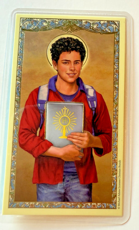 St Carlo Acutis Laminated Prayer Card, New #PC-120 - Journeys of Faith