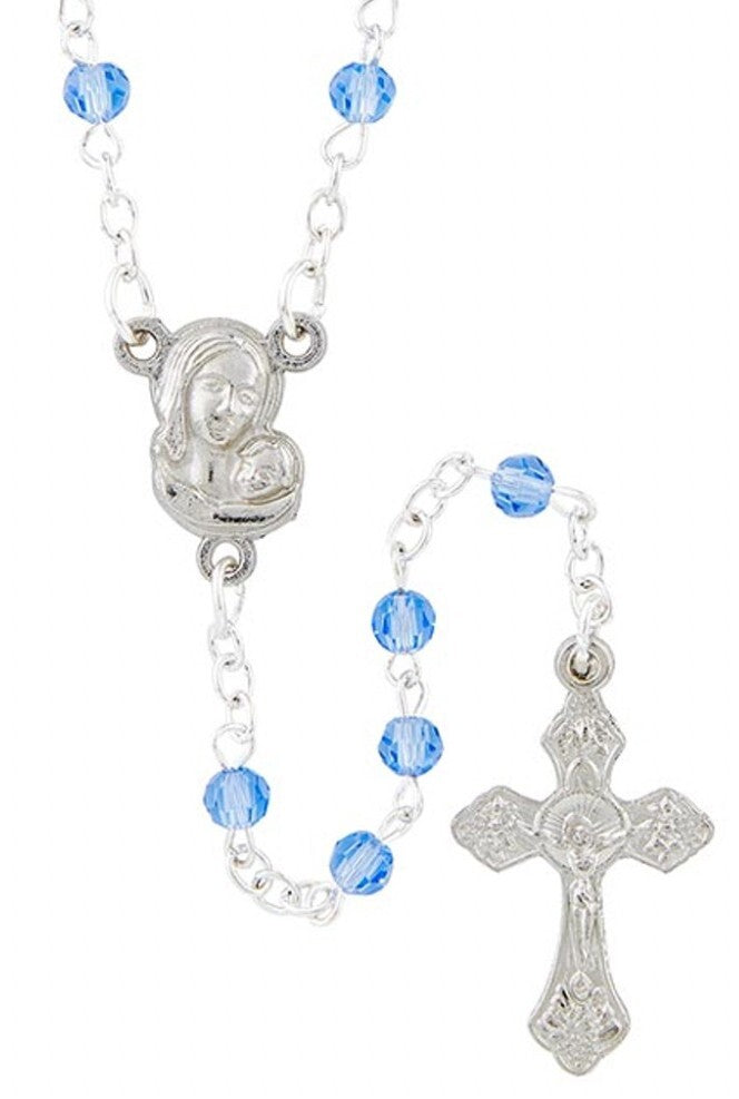 Blue Heart Case with Blue Glass Rosary, New #AB-049-2 - Journeys of Faith
