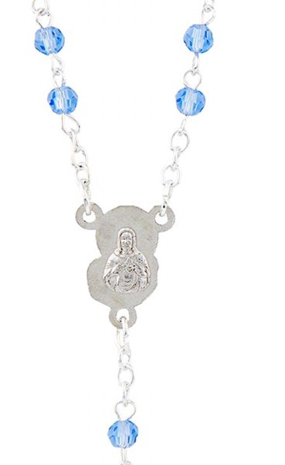 Blue Heart Case with Blue Glass Rosary, New #AB-049-2 - Journeys of Faith
