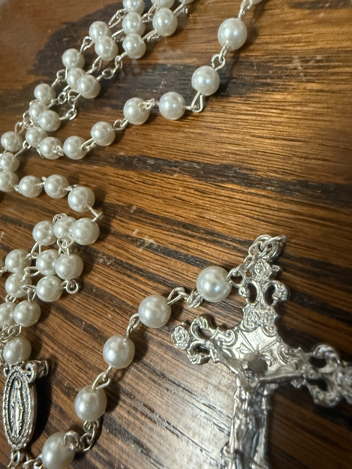 O L of the Miraculous Faux White Pearl Rosary, New #Gftshp-96 - Journeys of Faith
