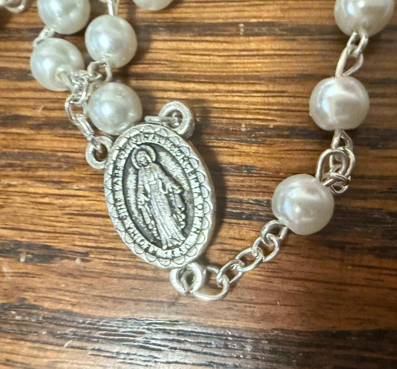 O L of the Miraculous Faux White Pearl Rosary, New #Gftshp-96 - Journeys of Faith