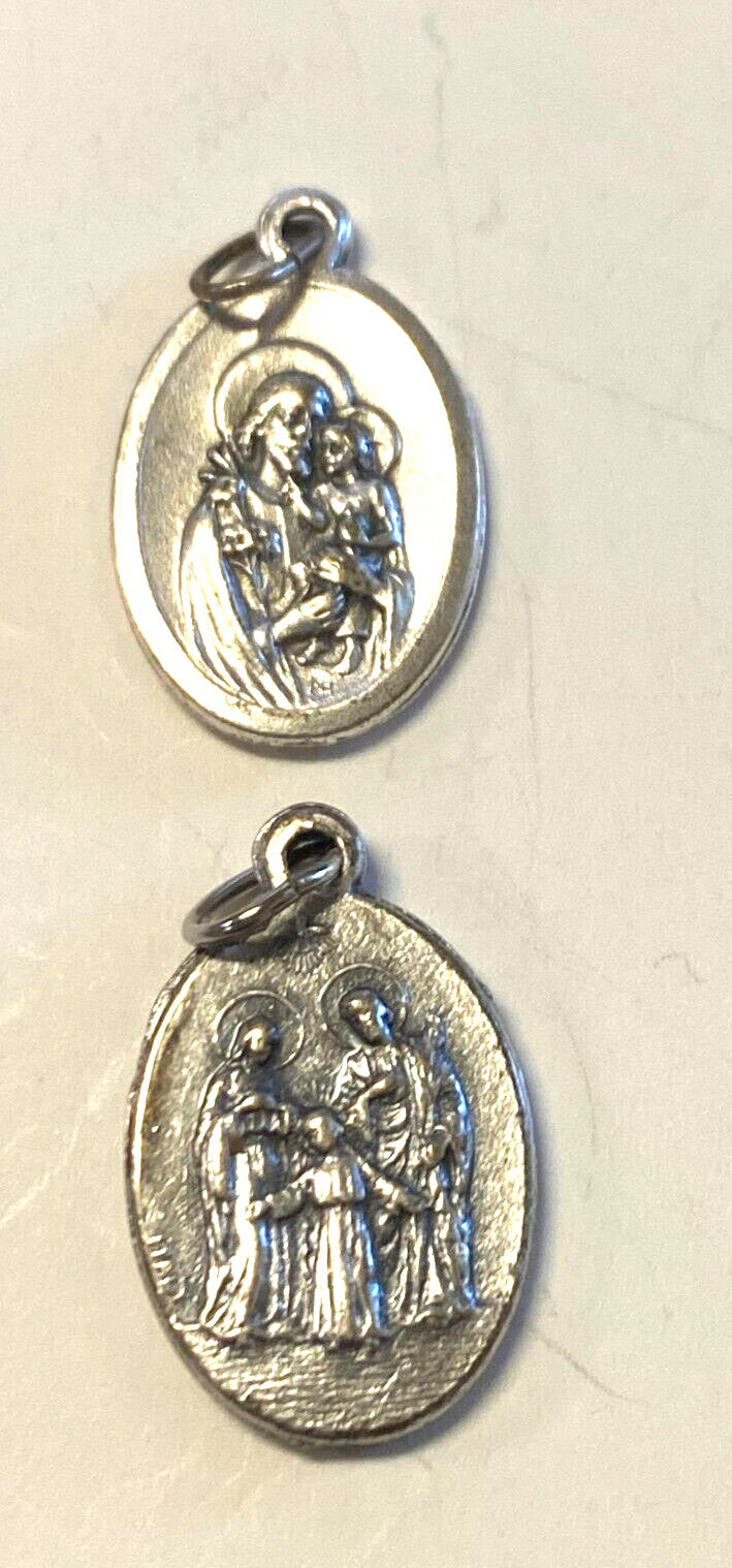 Saint Joseph Holy Family medal from Italy, Christian religious collectible with intricate design and Christian symbolism.