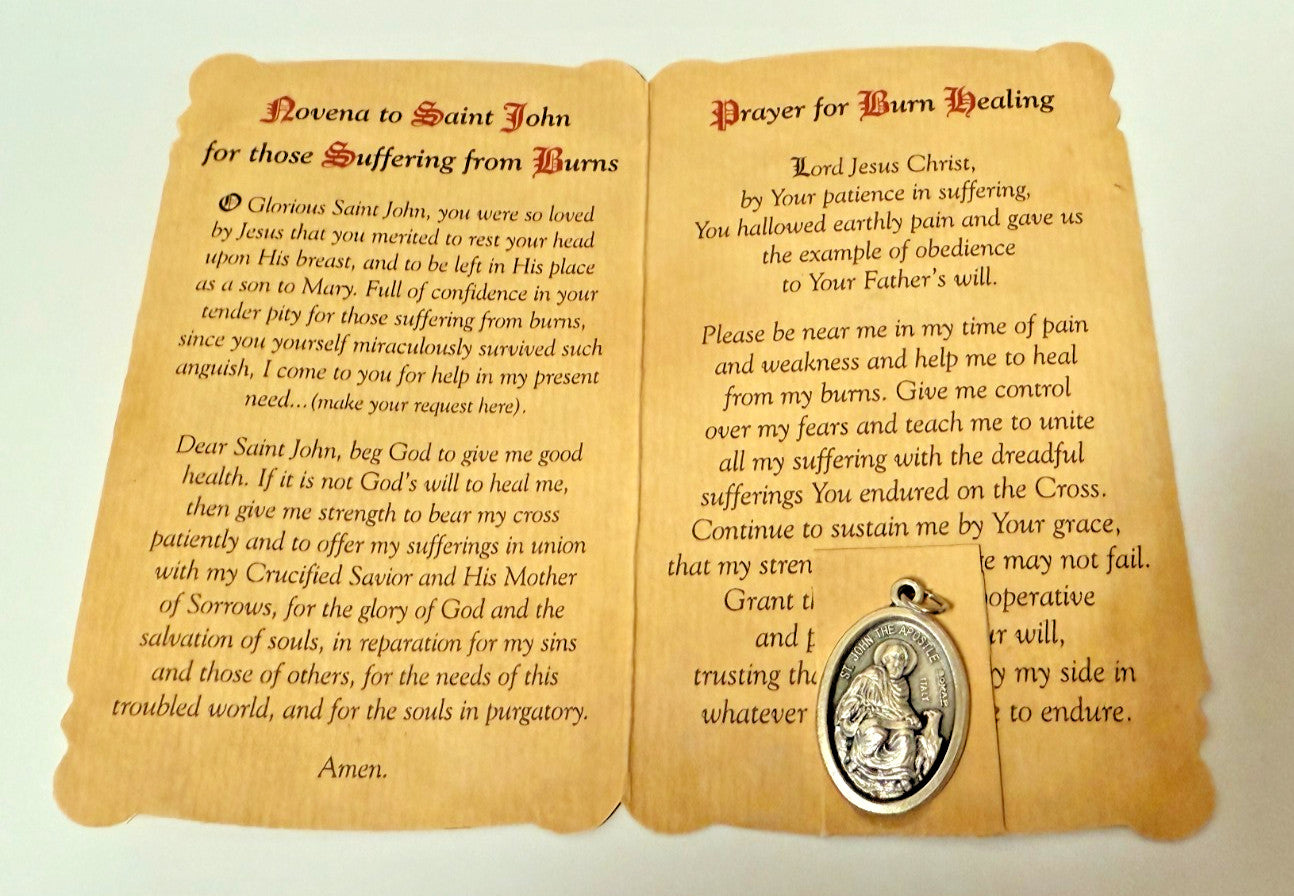 Saint John the Apostle (Patron of Burns)  Prayer folder + Medal, New #PCM-03[product_title] - Journeys of Faith