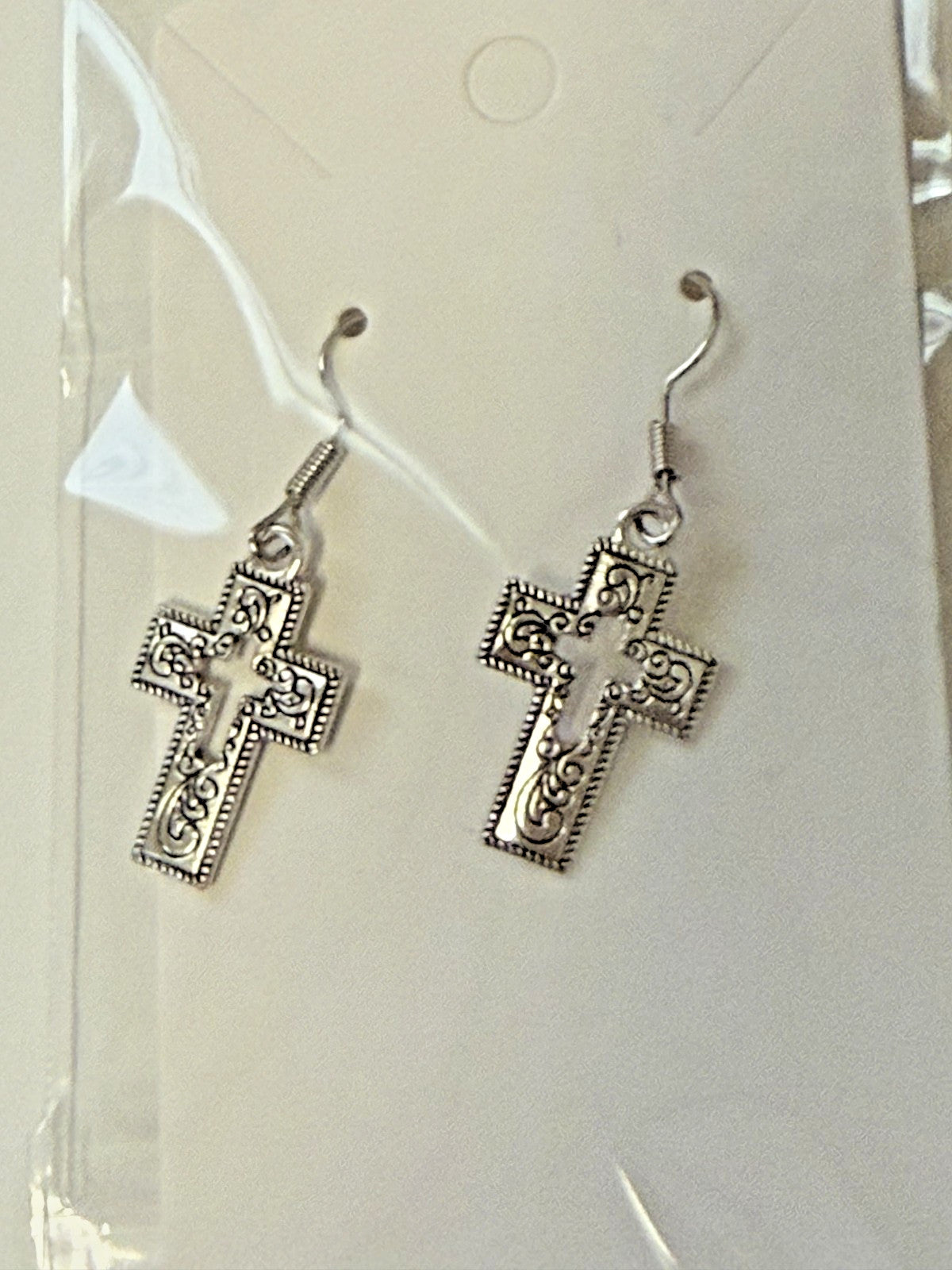 Vintage Hollow Cross  Dangle Earrings, New #AB-375-R2 - Journeys of Faith