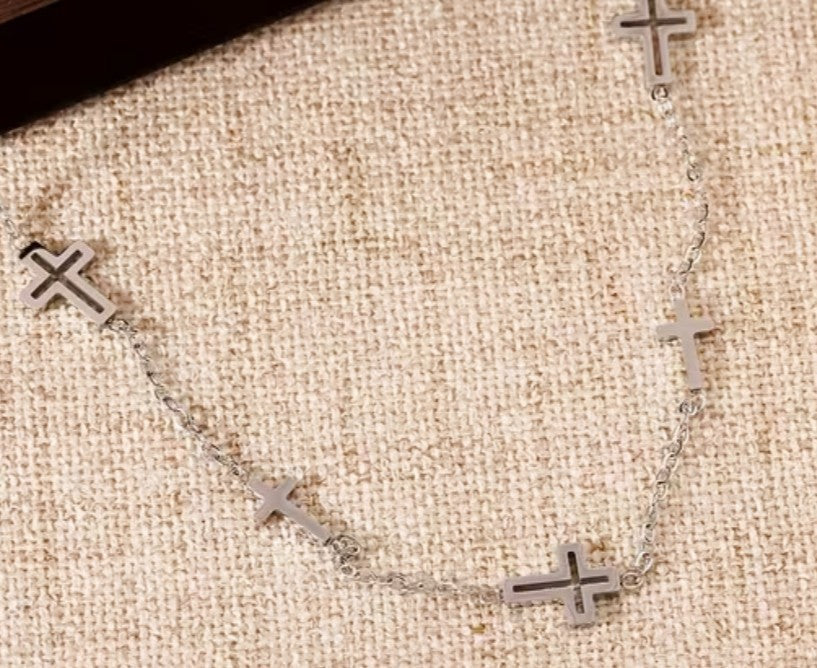 Multi Mini Cross, Stainless Steel  17.70" Necklace, New #Gftshp-104 - Journeys of Faith