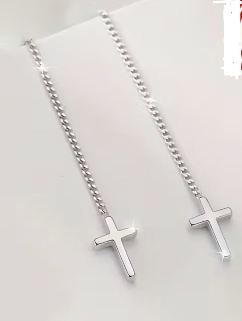 Cross S925 Sterling Tassel Earrings, New #Gftshp-103 - Journeys of Faith