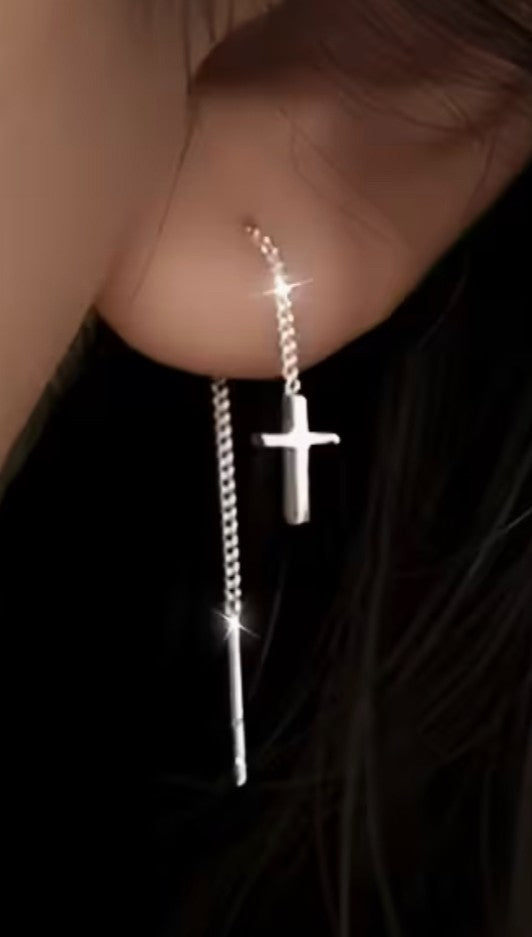 Cross S925 Sterling Tassel Earrings, New #Gftshp-103 - Journeys of Faith