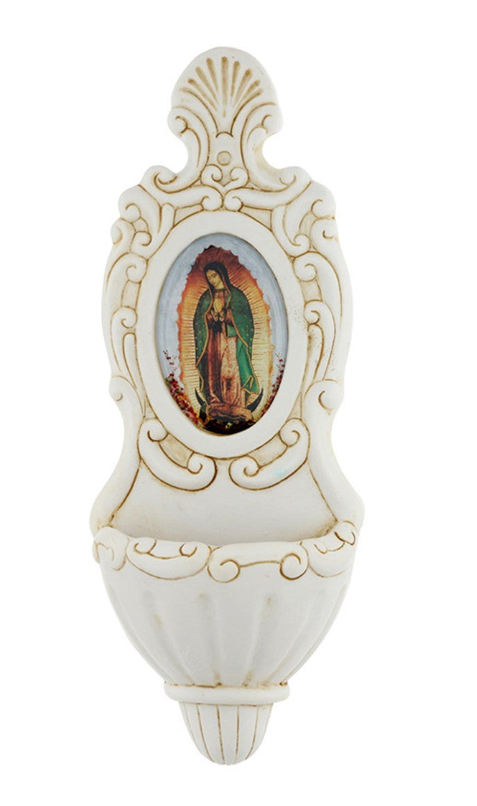 Our Lady of Guadalupe Holy Water 6.75" Font, New #AB-137 - Journeys of Faith