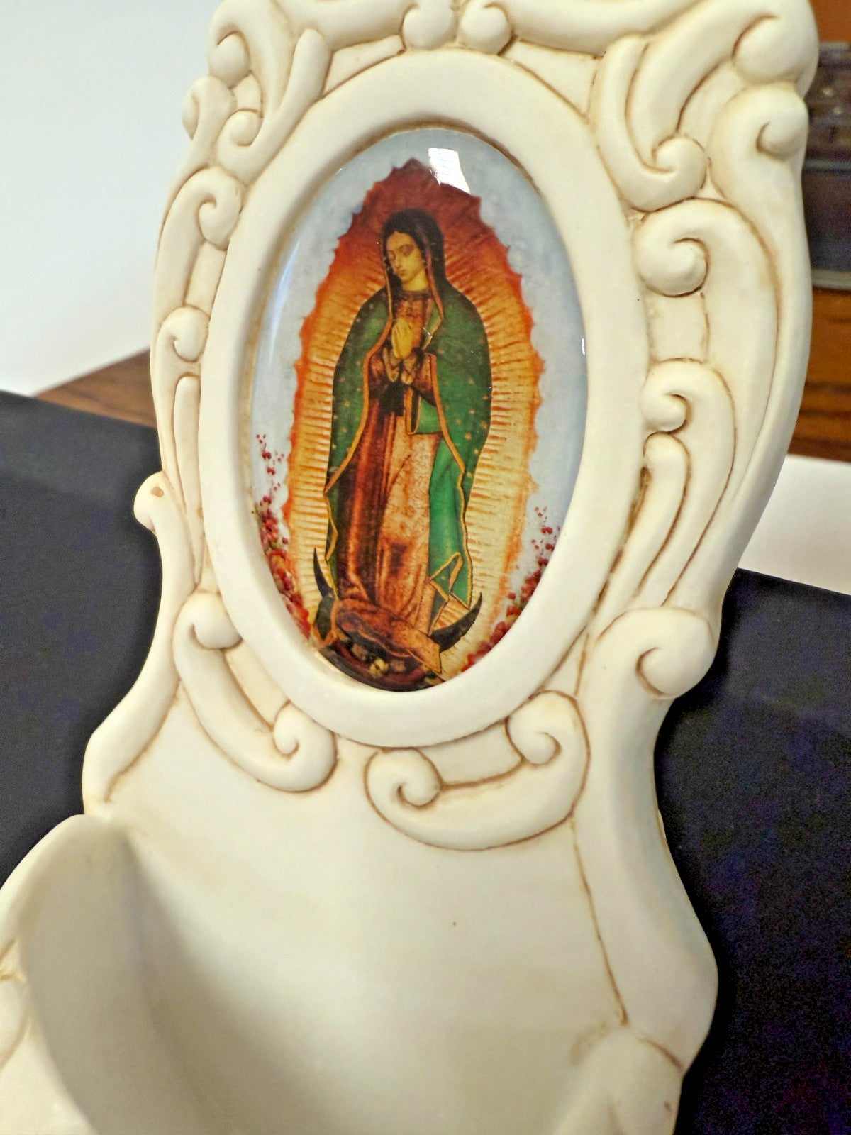 Our Lady of Guadalupe Holy Water 6.75" Font, New #AB-137 - Journeys of Faith