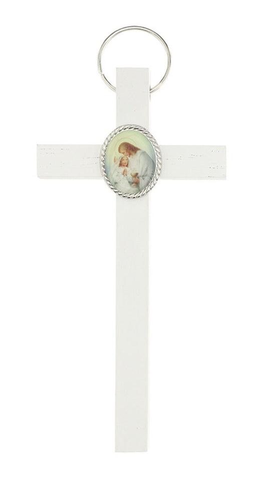 First Holy Communion Girl's White 6" Wood Cross,  New - #Gftshp-107 - Journeys of Faith
