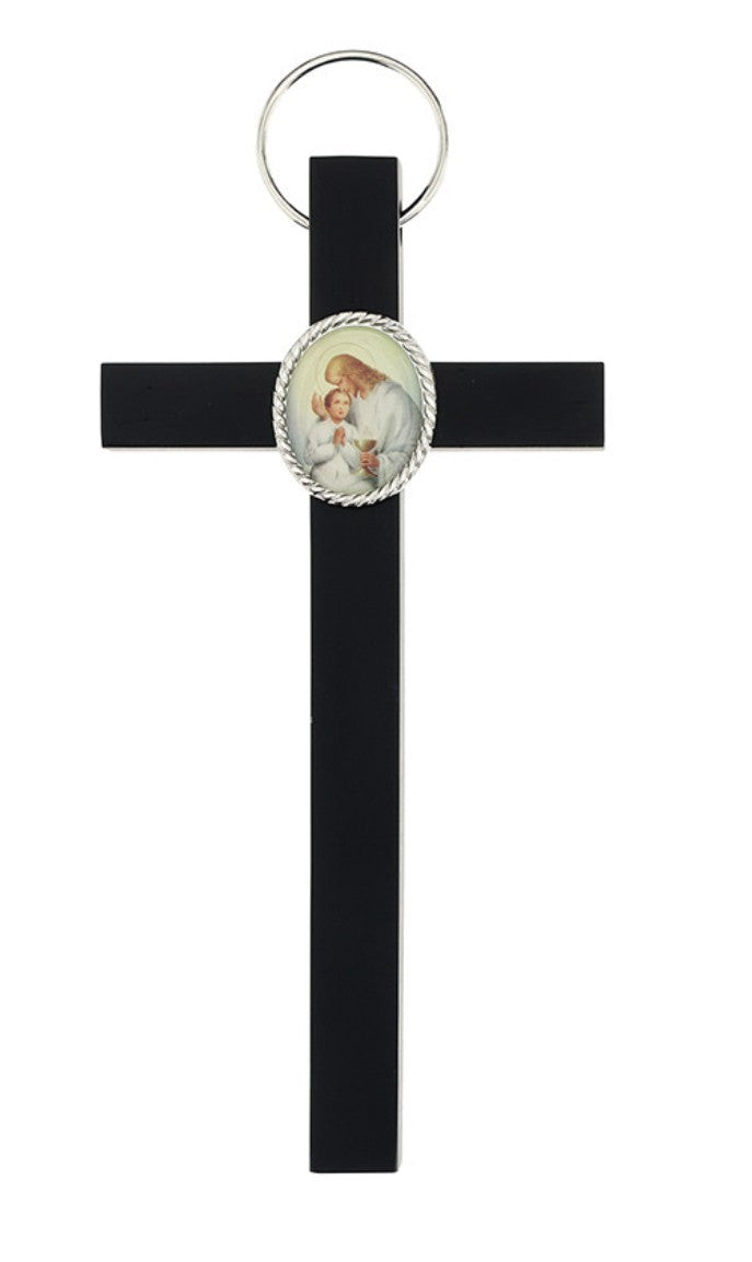 First Holy Communion Boy's Black 6" Wood Cross,  New - #Gftshp-105 - Journeys of Faith