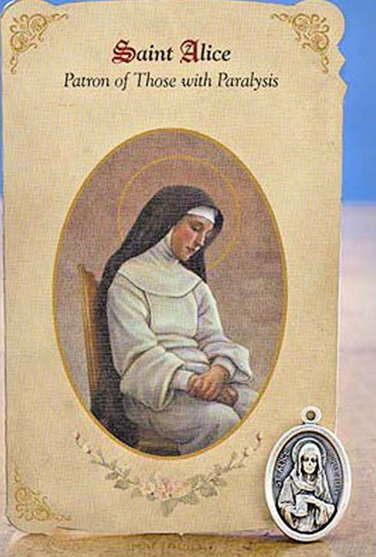 Saint Alice (Patron St of the Paralyzed  ) Prayer Card + Medal, New #PCM-32 - Journeys of Faith