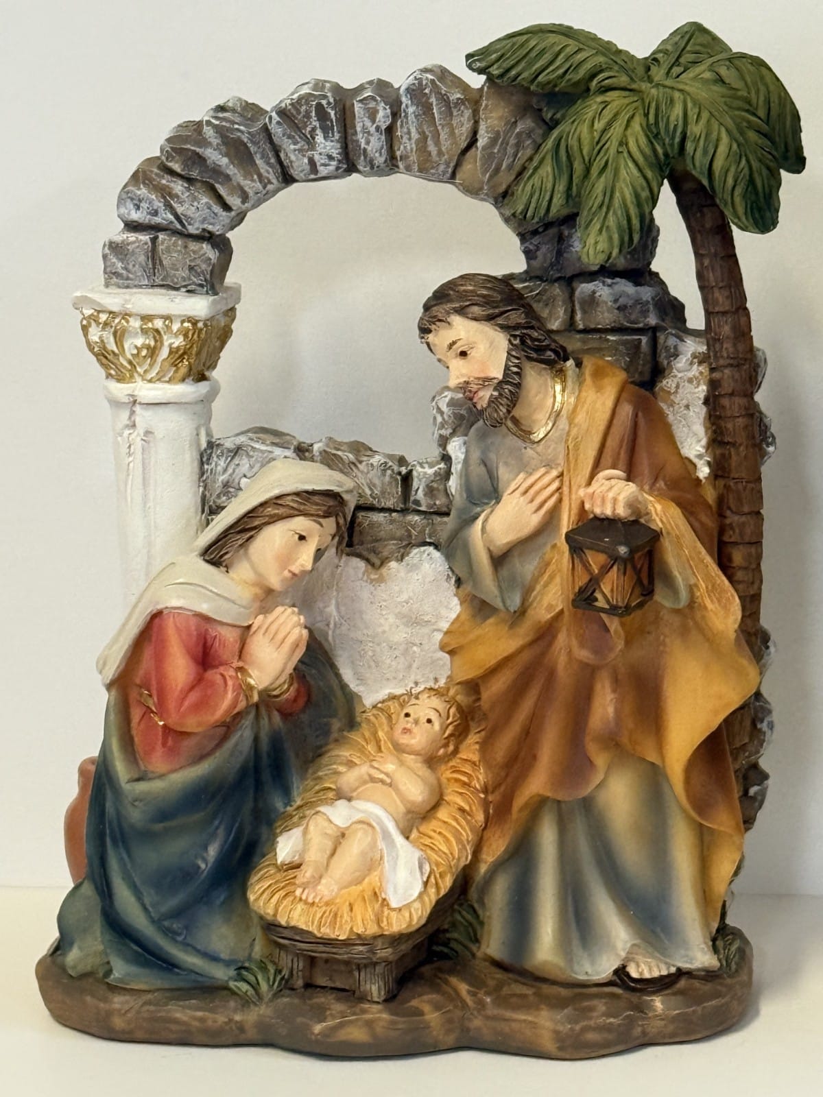 Journeys of Faith Arch Nativity Scene figurine, Christian religious collectible with detailed design for display or decoration.