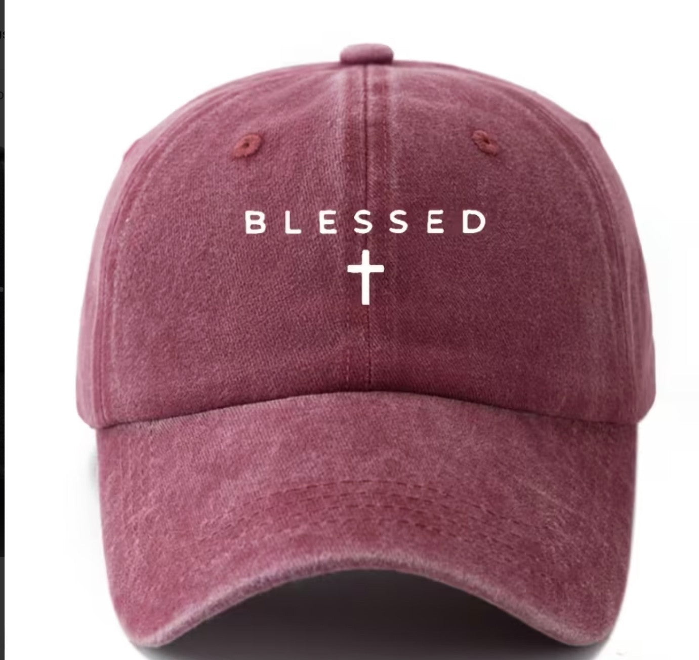 Vintage Distressed "BLESSED" Burgundy Baseball Cap, New # Gftshp-190