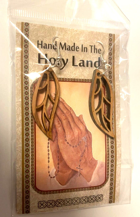Olive Wood 2.25" Hanging Earrings, New From the Holy Land - Journeys of Faith