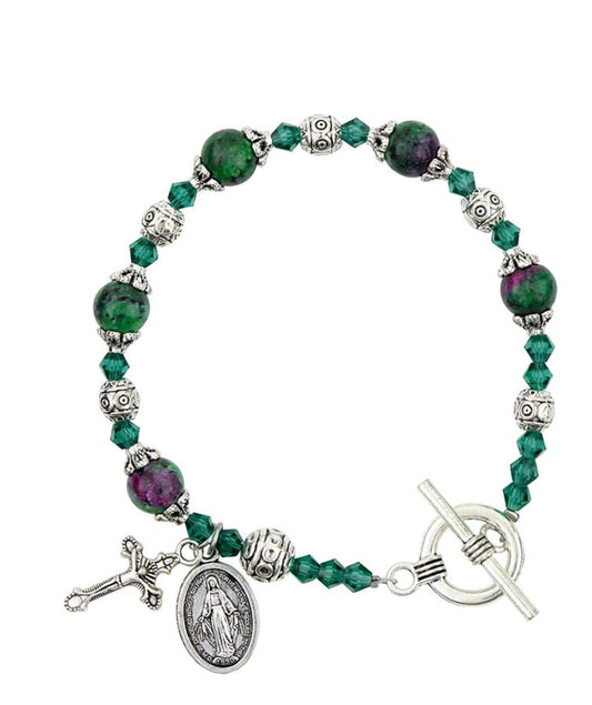 MIraculous Medal Emerald Madonna del Parto  Bracelet, New #AB-070-5 Journeys of Faith Collectibles:Religion & Spirituality:Christianity:Jewelry