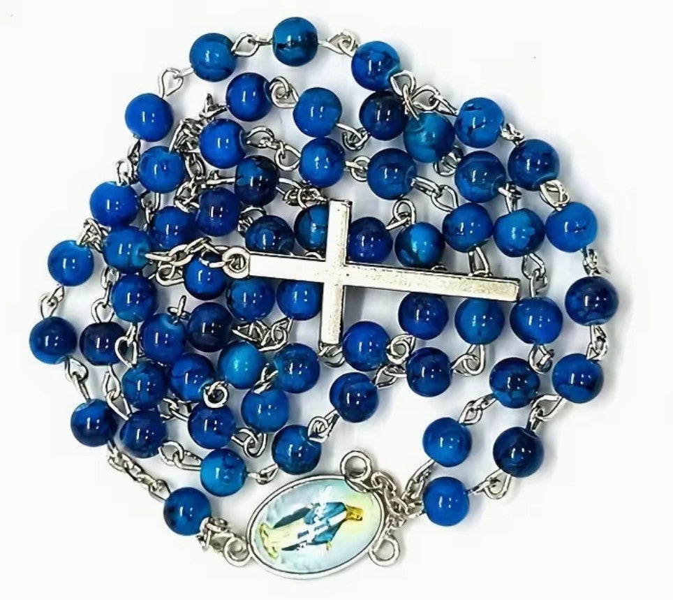 O.L. of  the Miraculous Medal Light Blue Rosary,  New  #Gftshp-120 - Journeys of Faith