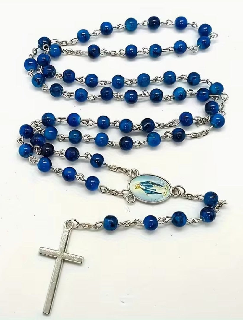 O.L. of  the Miraculous Medal Light Blue Rosary,  New  #Gftshp-120 - Journeys of Faith