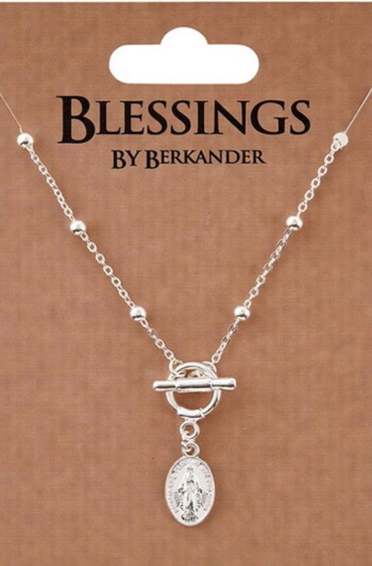 Our Lady of the MIraculous Medal Silver tone Interlock Necklace, New #AB-390-R2 Journeys of Faith Collectibles:Religion & Spirituality:Christianity:Jewelry