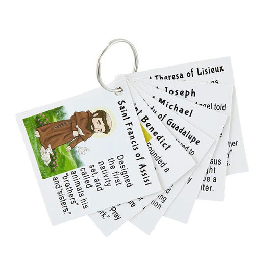 Saints Punch Out cards 2" x 2" on Keychain Ring for Children, New #AB-320-R2