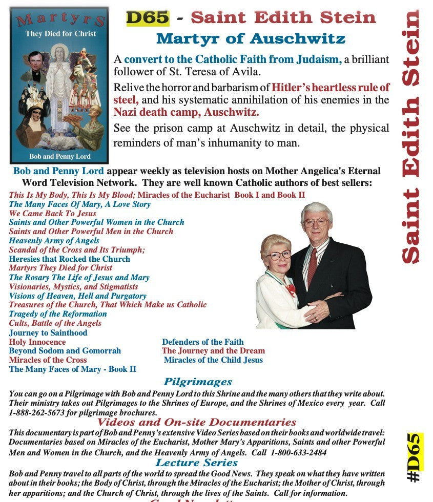 Saint Edith Stein DVD by Bob & Penny Lord, New #D65