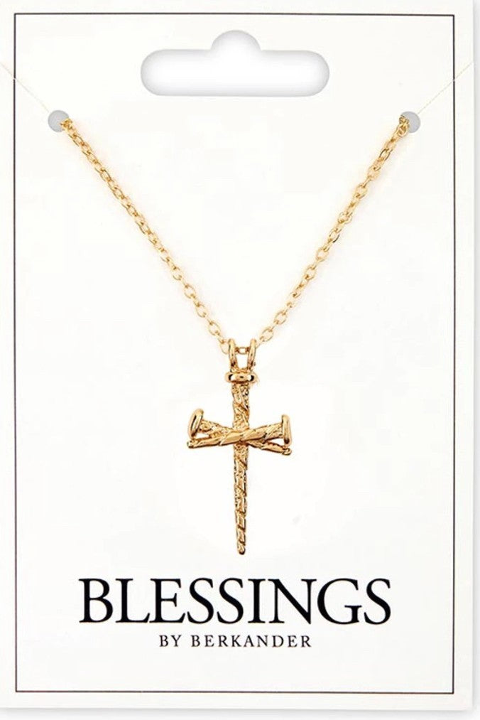 Gold Nail Cross  Necklace, New #Gftshp-231-R2
