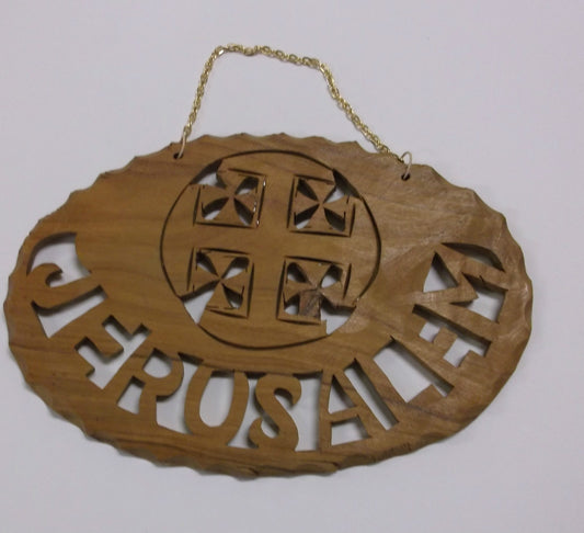 Jerusalem Wall Sign Carved in  Olive Wood, from Holy Land,New - Journeys of Faith