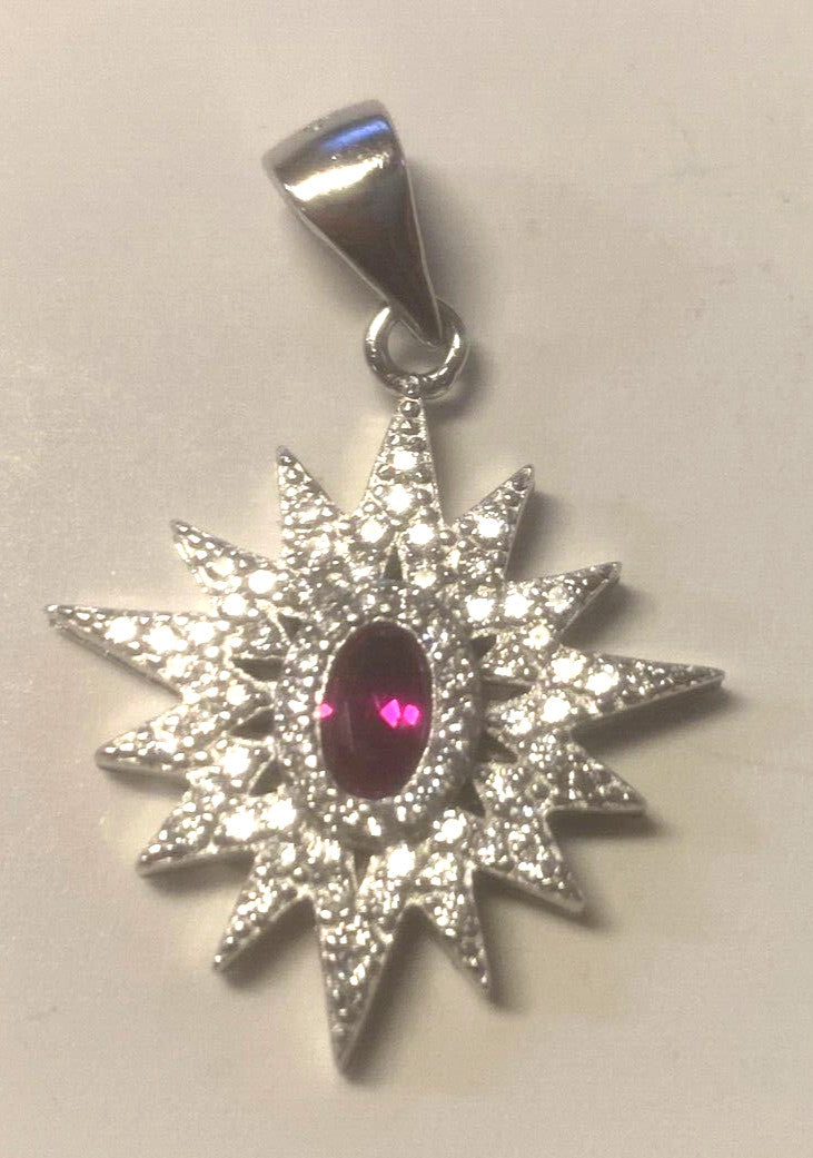 925 Sterling Silver Star Pendant with a Siam Stone, New from Bethlehem - Journeys of Faith