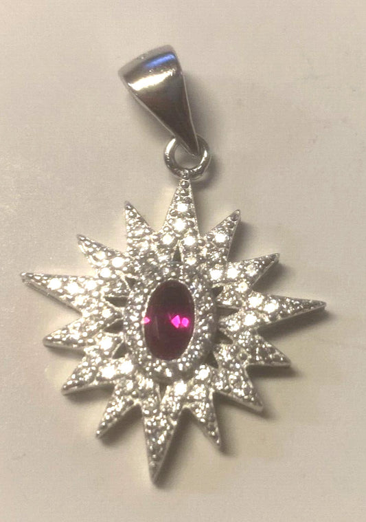 925 Sterling Silver Star Pendant with a Siam Stone, New from Bethlehem - Journeys of Faith