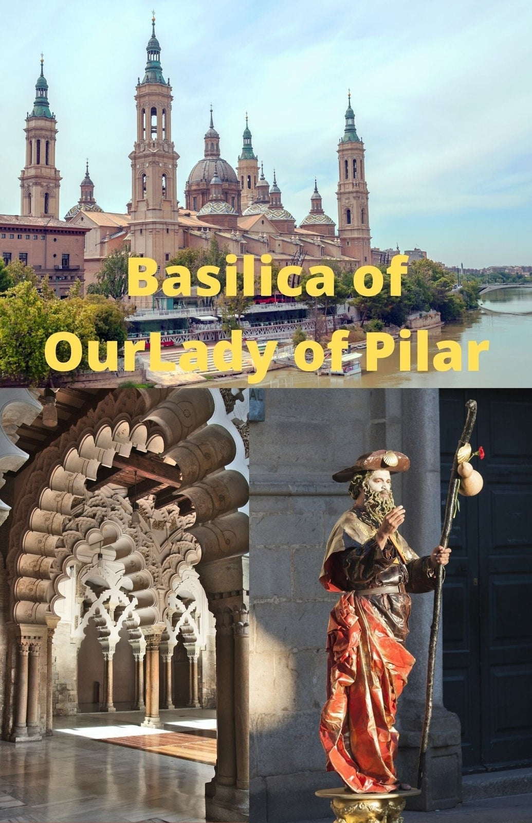 Travel-themed Our Lady of Pilar minibook by Journeys of Faith, featuring religious imagery and inspirational text, small booklet format
